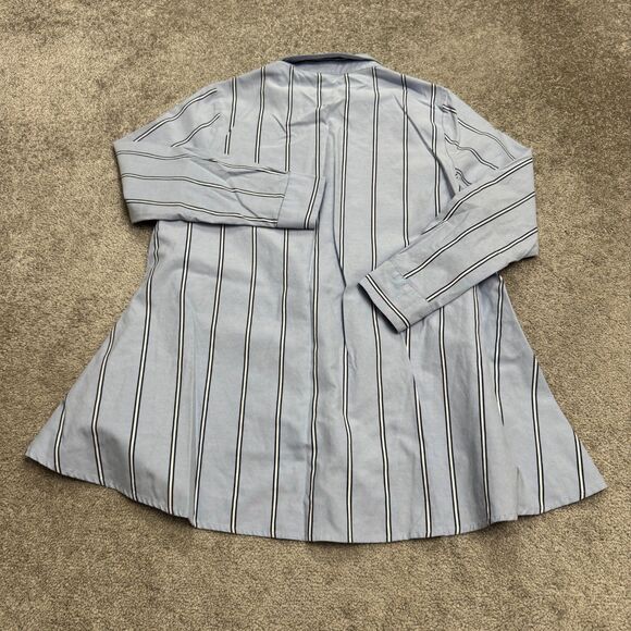 Walter Baker Hi-Lo Tunic Button Down Shirt Womens Medium Blue Cotton Casual Top - Picture 2 of 15